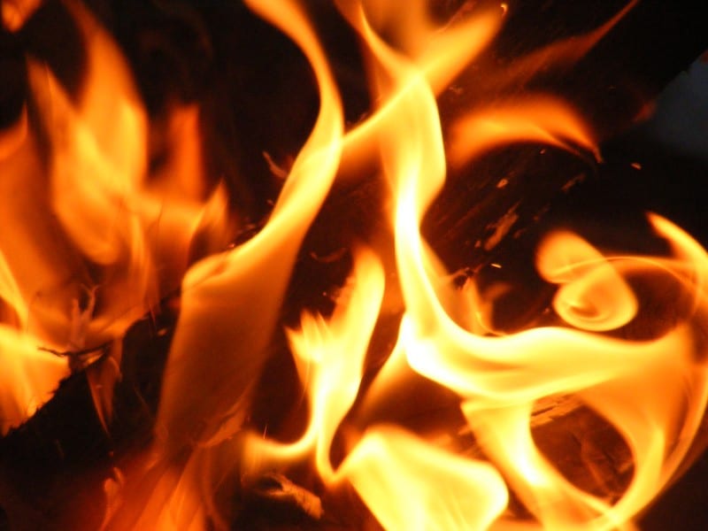 Close up of orange flames